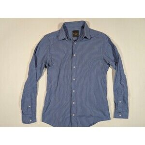 Ben Sherman Button Up Shirt Mens Small 14.5 32-33 Blue Striped Flip Cuff Dress